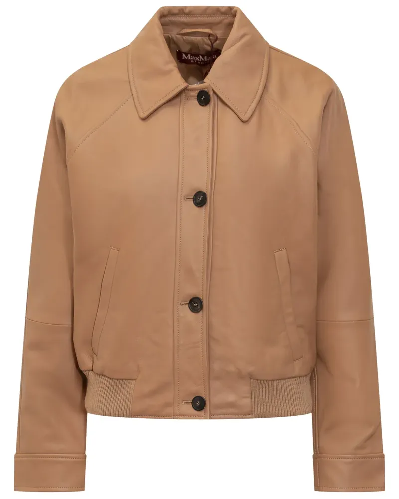 Max Mara Bomberjacke aus Leder - Braun Braun