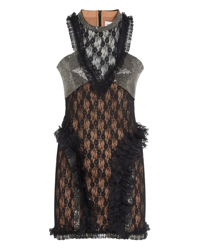 Self-Portrait Lace Crystal Minikleid - Schwarz Schwarz