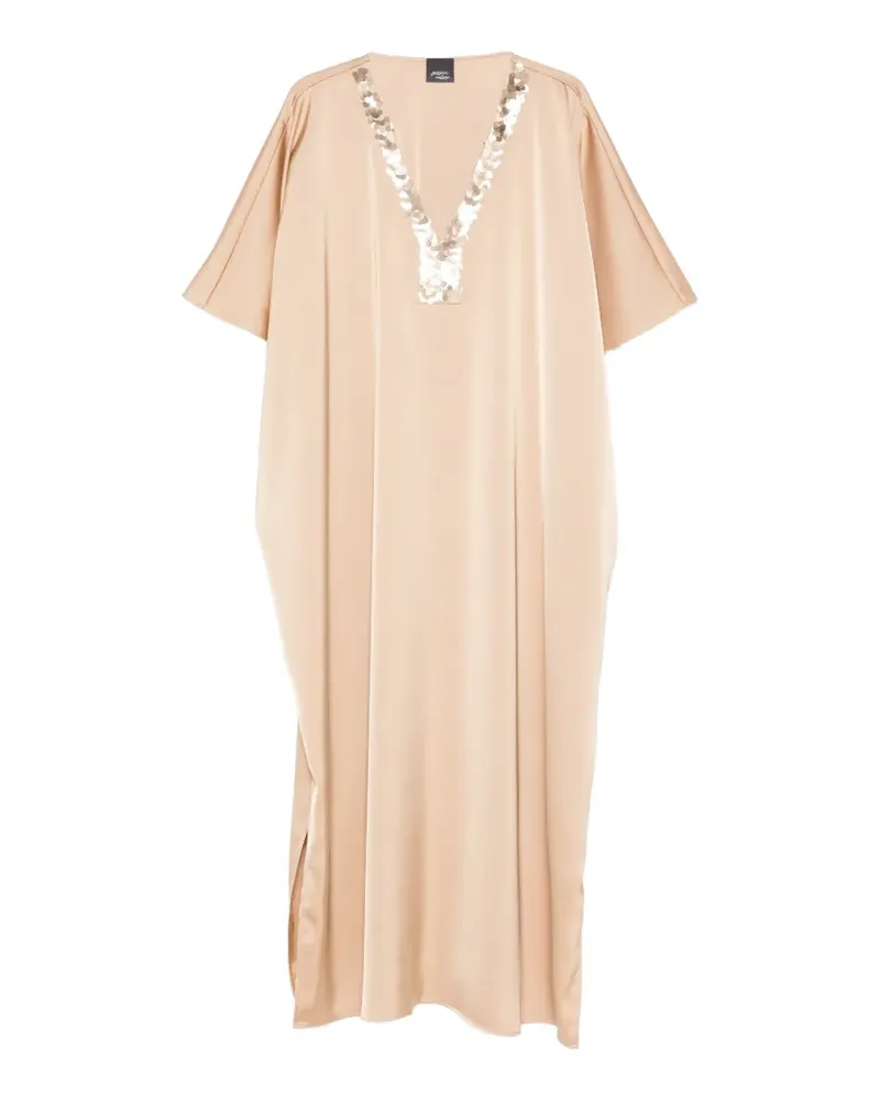 Marina Rinaldi sequin v-neck dress - Nude Nude