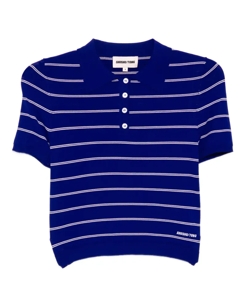 SHUSHU/TONG Gestricktes Poloshirt mit Streifen - Blau Blau