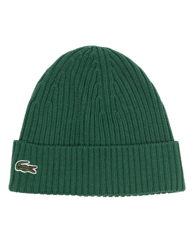 Lacoste Grob gerippte Beanie - Grün Grün