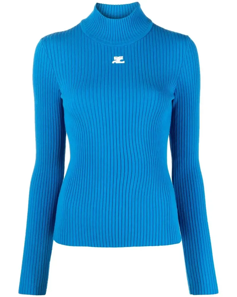 Courrèges Rollkragenpullover mit Logo-Stickerei - Blau Blau