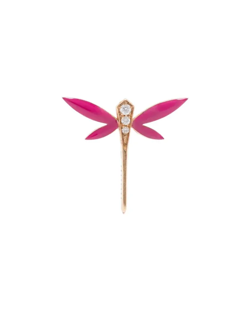 ANAPSARA 18kt Dragonfly Gelbgoldohrstecker mit Diamant - Weiß Weiß