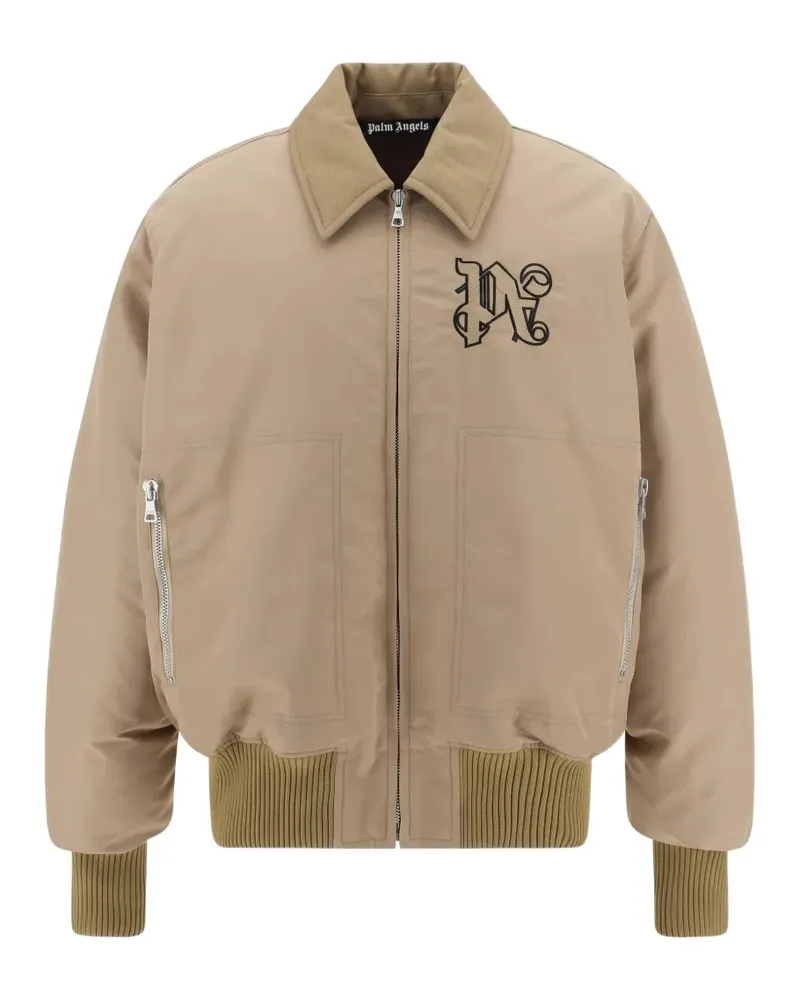 Palm Angels Bomberjacke mit Logo-Stickerei - Nude Nude