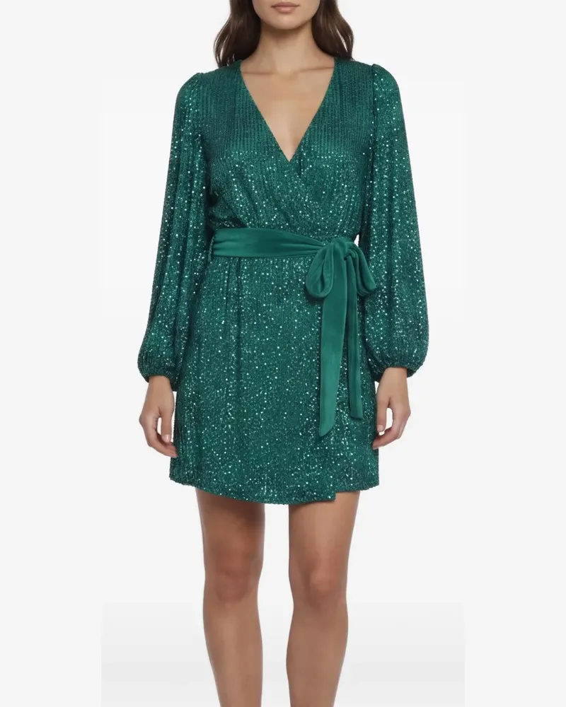 Retrofête Langärmeliges Kleid mit Pailletten - Grün Grün