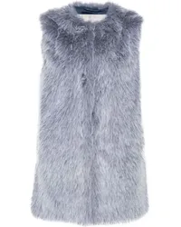 Herno Kragenlose Weste aus Faux Fur Blau