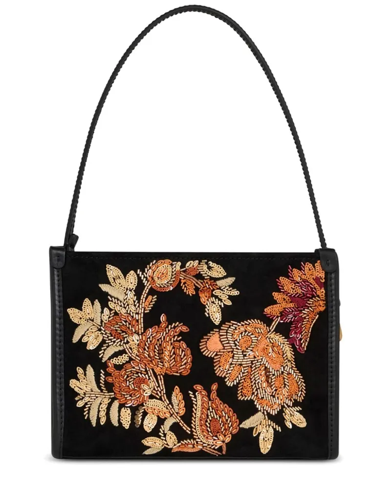 Etro Bestickte Clutch aus Wildleder - Schwarz Schwarz
