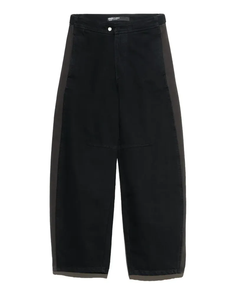 BIMBA Y LOLA Zweifarbige Barrel Jeans mit verstellbarem Bund - Schwarz Schwarz