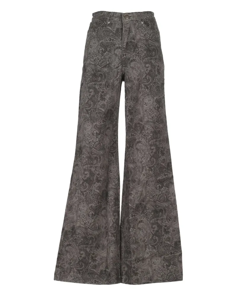MAISON HOTEL cotton blend flared trousers - Grau Grau