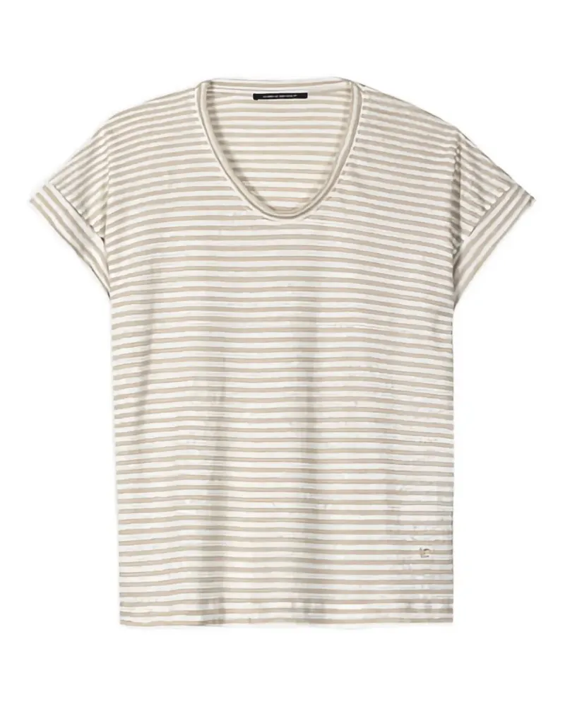 Luisa Cerano striped rolled-sleeve T-shirt - Nude Nude