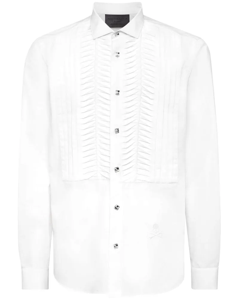 Philipp Plein Langärmeliges Black Tie Hemd - Weiß Weiß