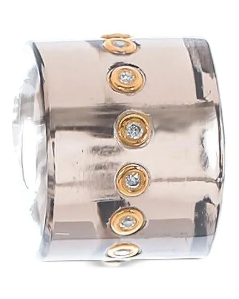 DEZSO 18kt Rotgoldanhänger mit Diamanten und Quarz - Rosa Rosa