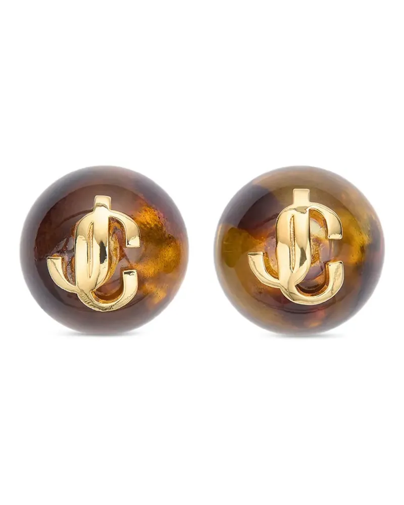 Jimmy Choo Perlenohrringe mit Logo - Gold Gold