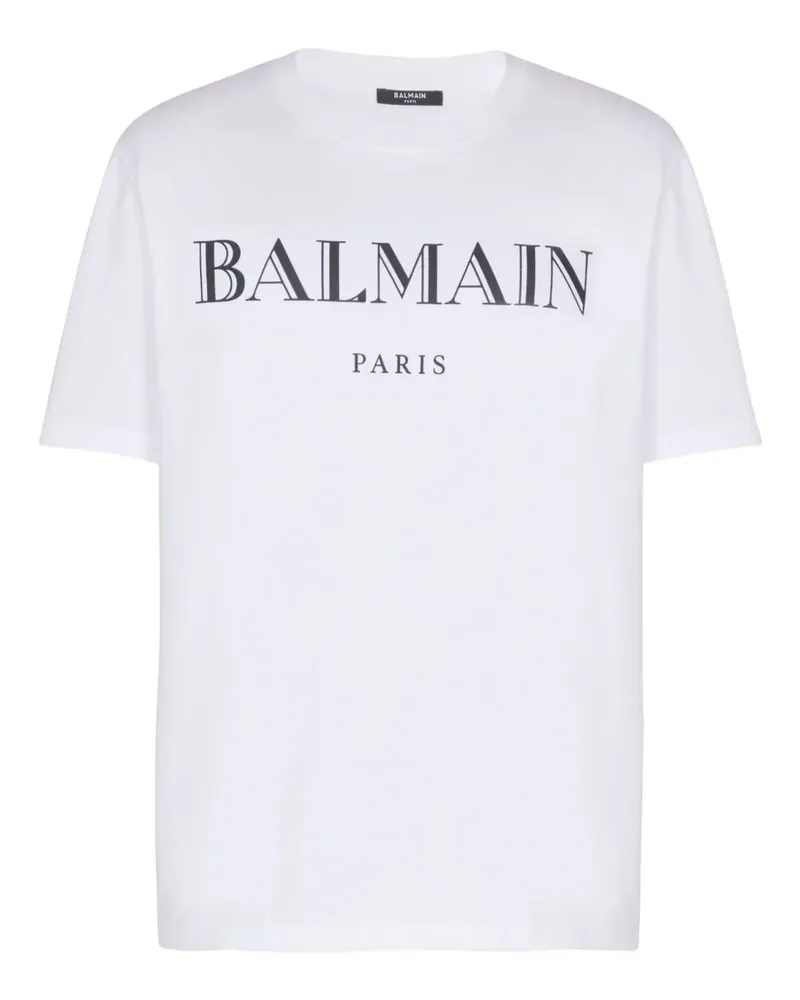 Balmain T-Shirt mit Paris-Logo - Weiß Weiß