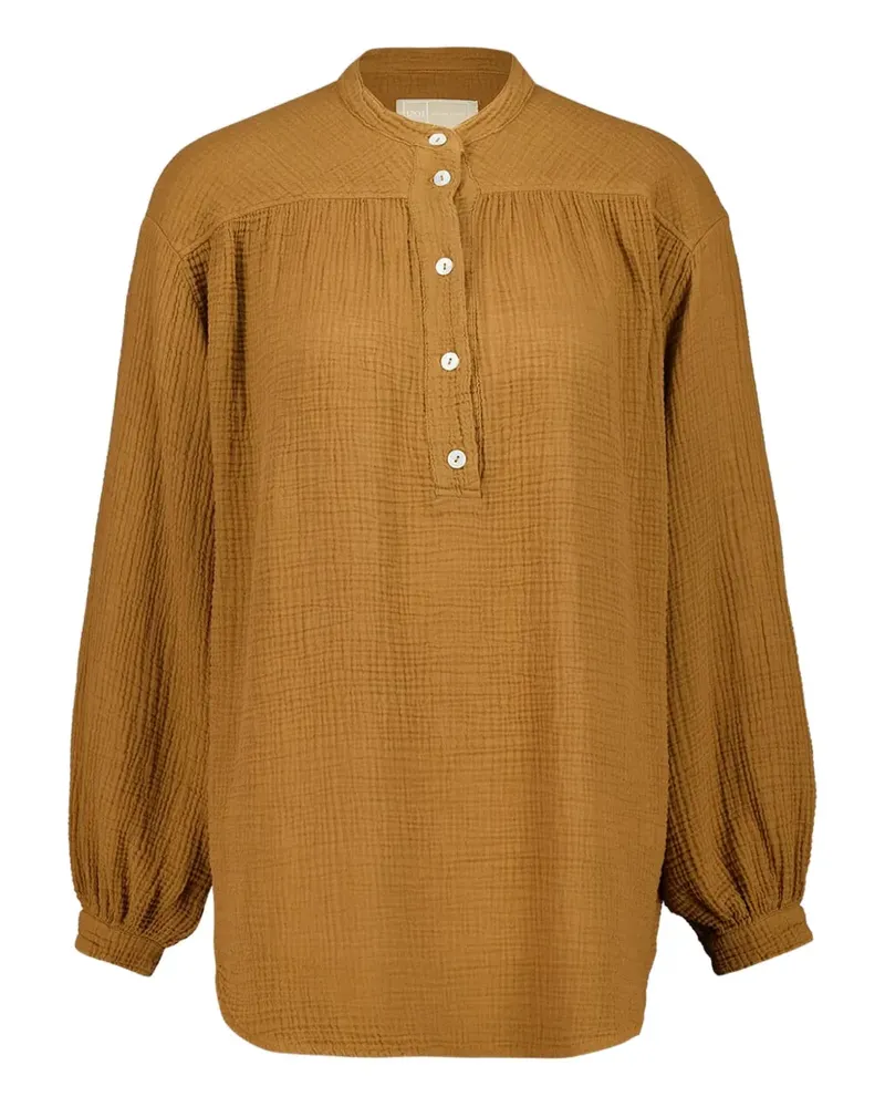 120% Lino Langärmelige Bluse - Braun Braun