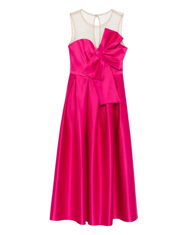 NISSA Mesh-Midikleid mit Schleifendetail - Rosa Rosa