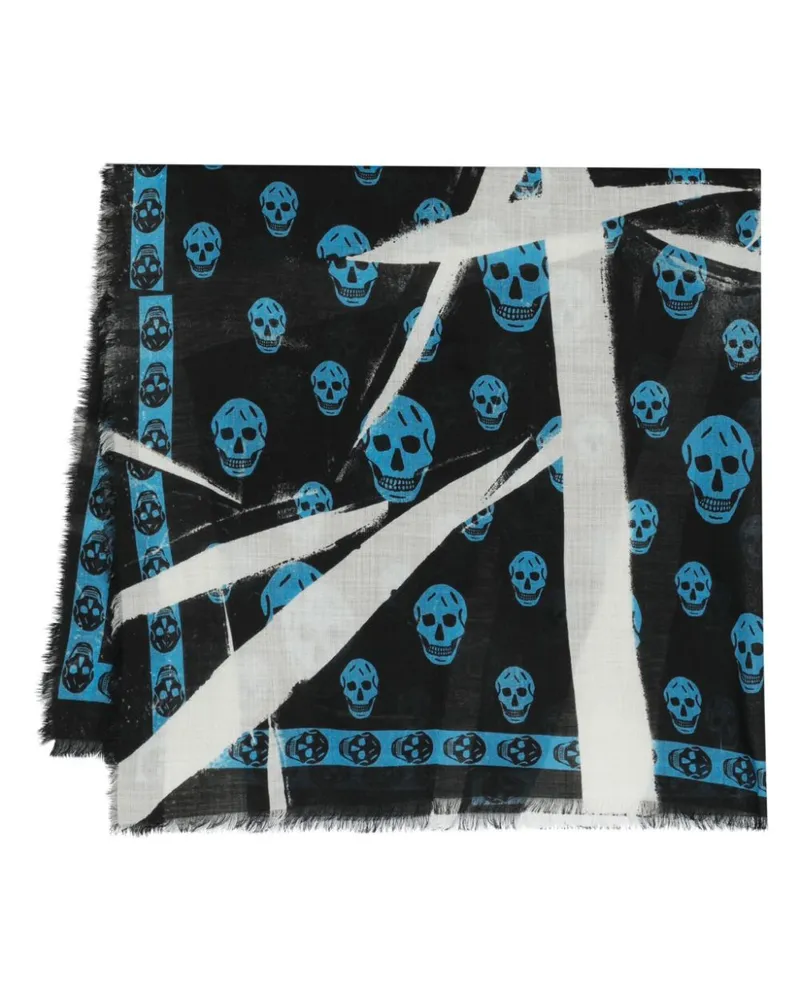 Alexander McQueen Slashed Schal mit Totenkopf-Print - Schwarz Schwarz