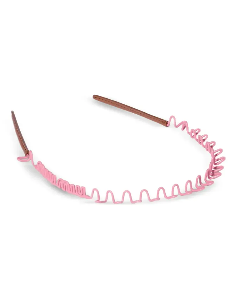 Miu Miu Haarreif aus Metall und Leder - Rosa Rosa