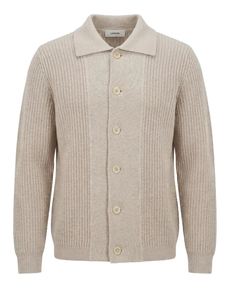 LARDINI ribbed-knit spread-collar cardigan - Nude Nude