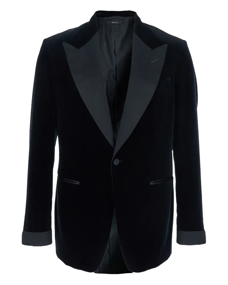 Tom Ford Smoking-Jacke aus Samt mit steigendem Revers - Schwarz Schwarz