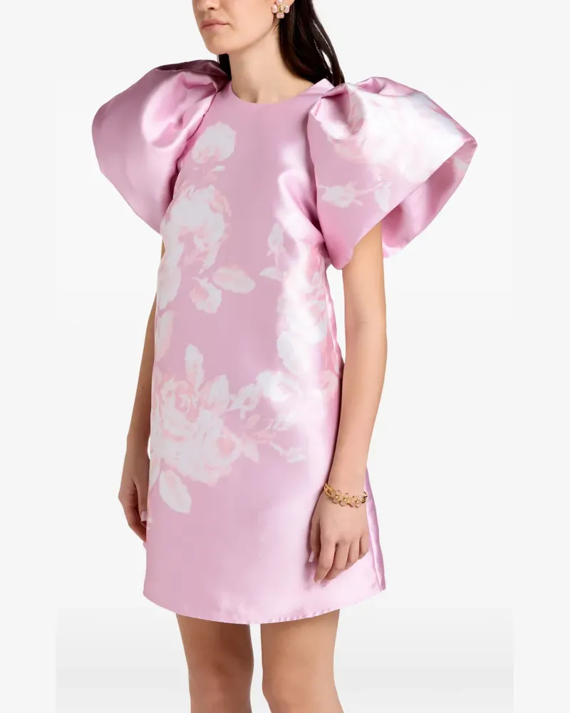 Marques ' Almeida puff-sleeve floral-print mini dress - Rosa Rosa