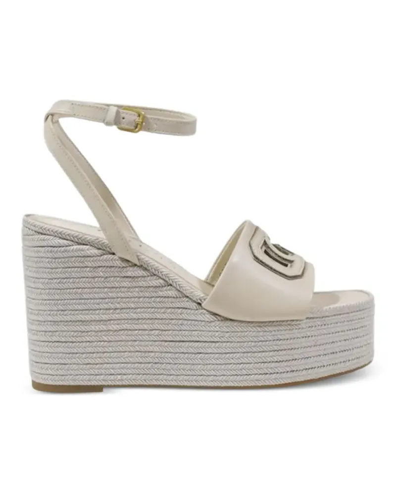 Guess logo-plaque platform wedge sandals - Nude Nude