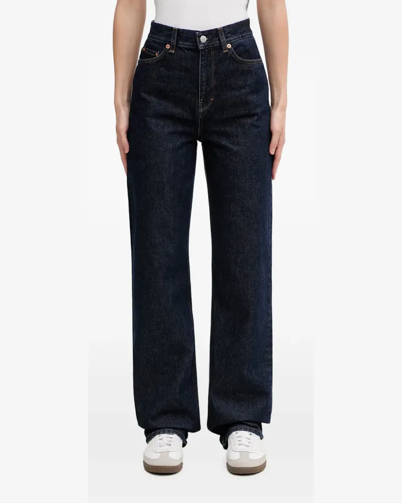 SPORTY & RICH logo-patch straight-leg jeans - Blau Blau