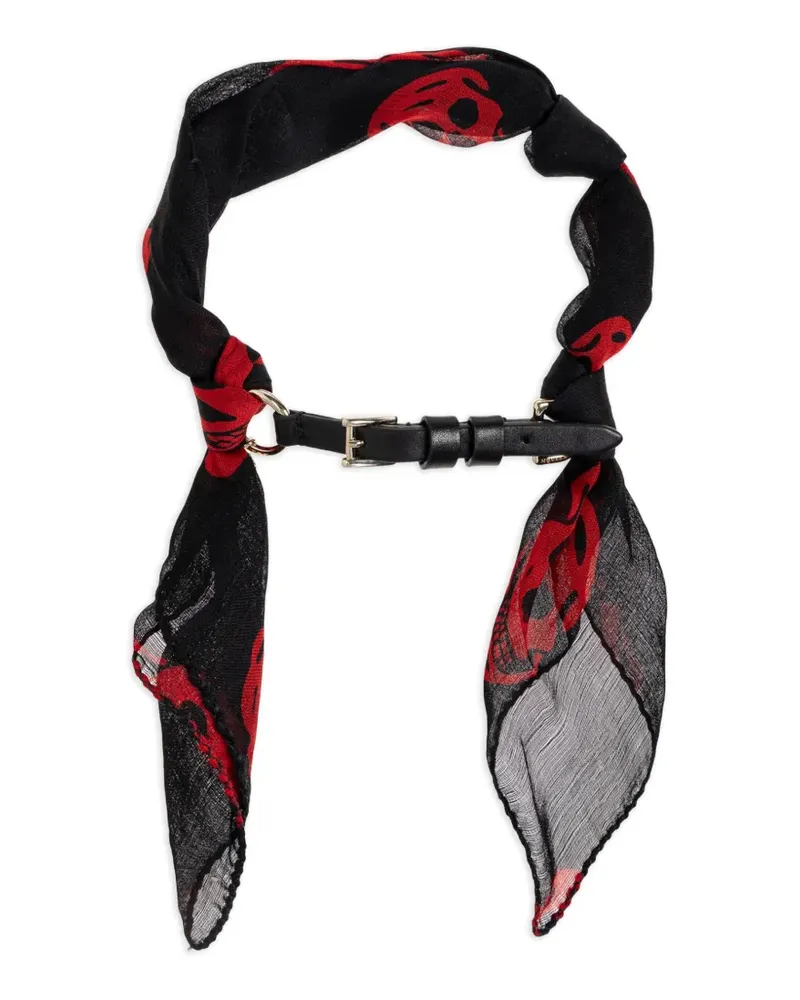 Alexander McQueen skull-motif silk-tie bracelet - Schwarz Schwarz
