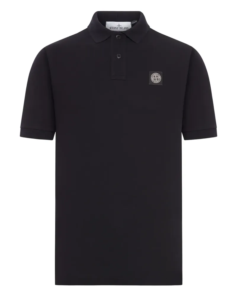 Stone Island compass logo patch polo shirt - Schwarz Schwarz