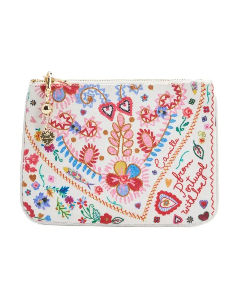 Camilla Clutch mit Print - Weiß Weiß