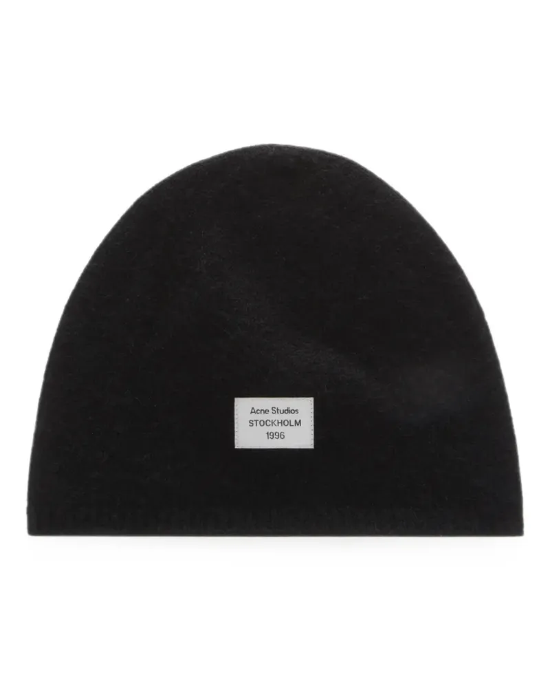 Acne Studios Beanie aus Kaschmir mit Logo - Schwarz Schwarz
