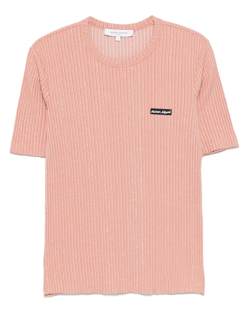 Kitsuné T-Shirt mit handgeschriebenem Etikett - Rosa Rosa