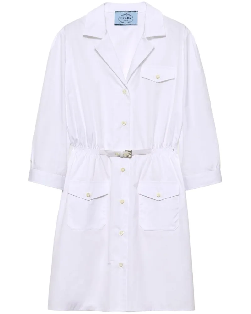 Prada Popeline-Minikleid - Weiß Weiß