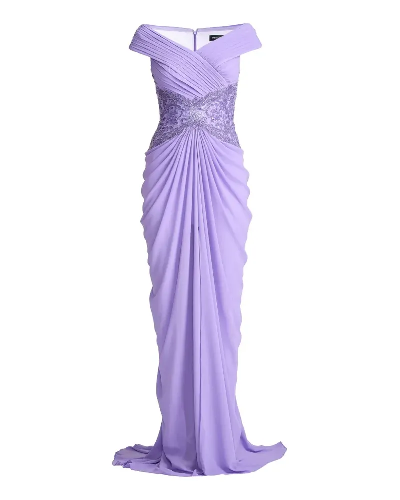 Tadashi Shoji Drapiertes Kleid mit Stickerei - Violett Violett