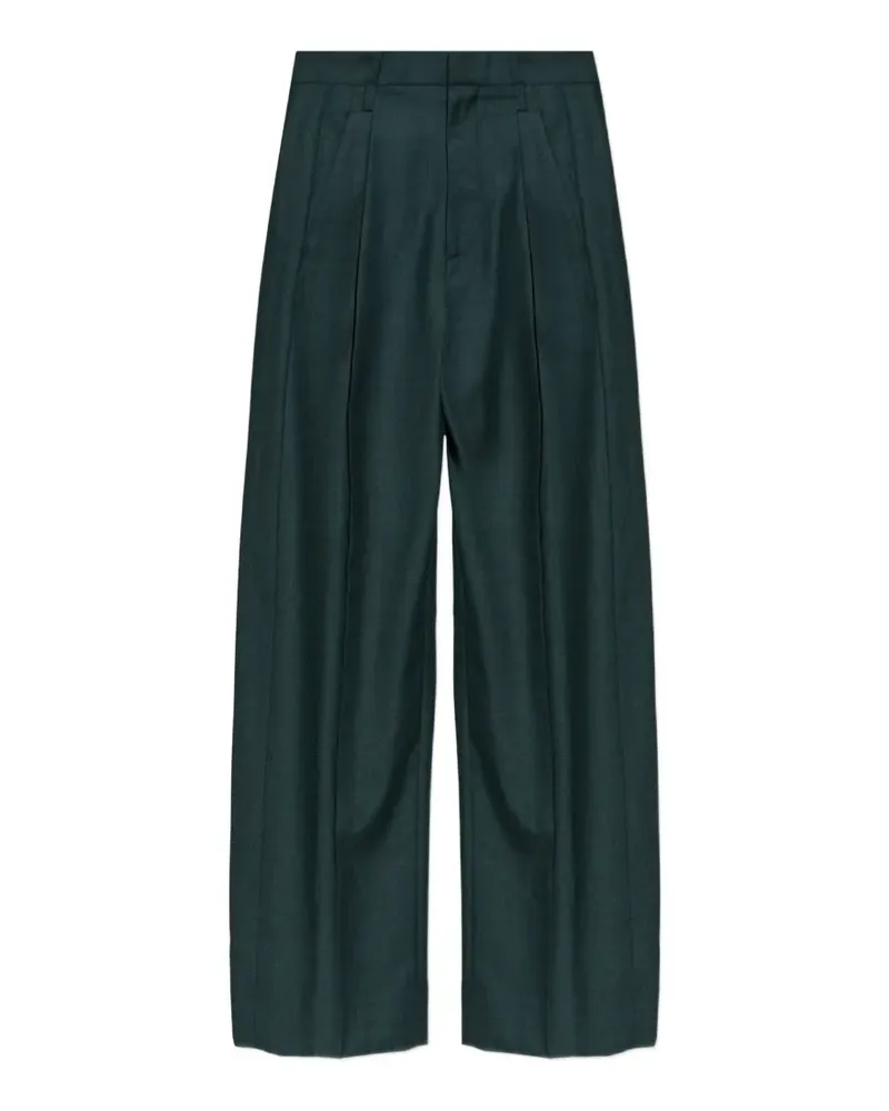 Victoria Beckham Ethel pleated wool high-waisted trousers - Grün Grün