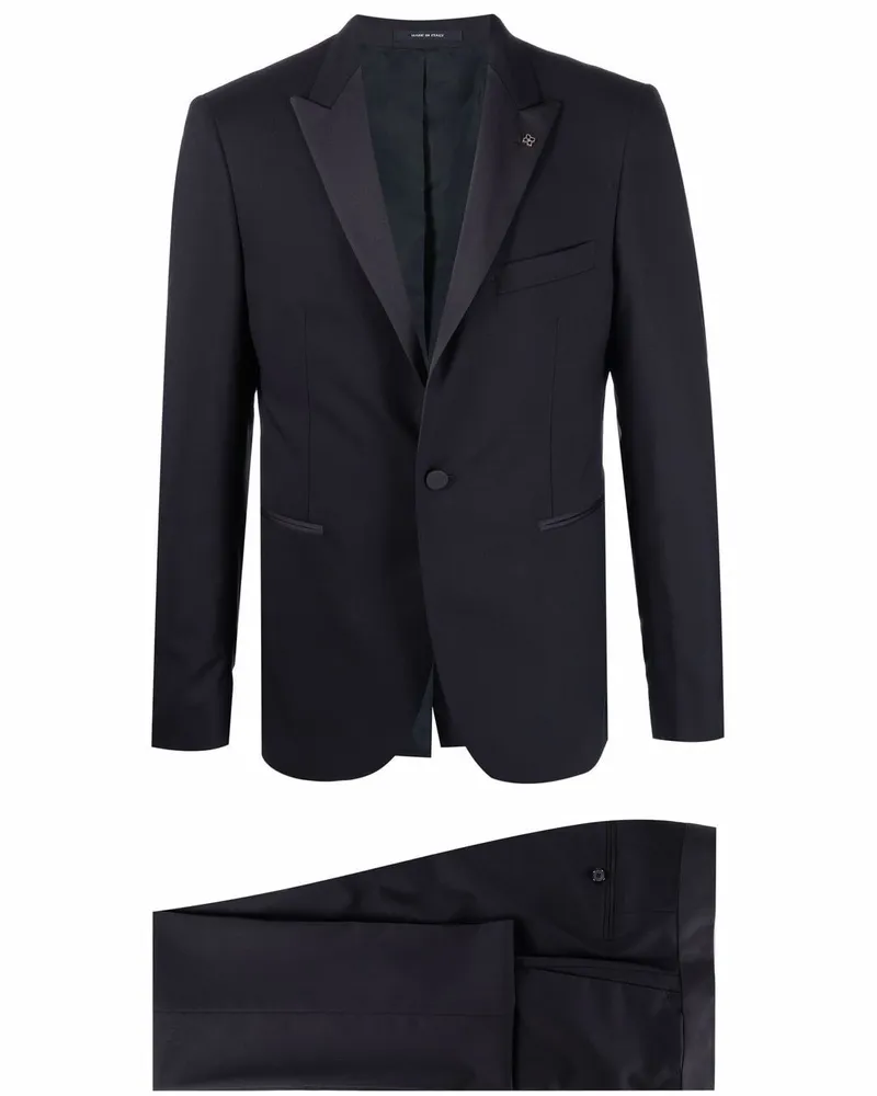 Tagliatore Schmaler Anzug mit Kontrasteinsatz - Blau Blau