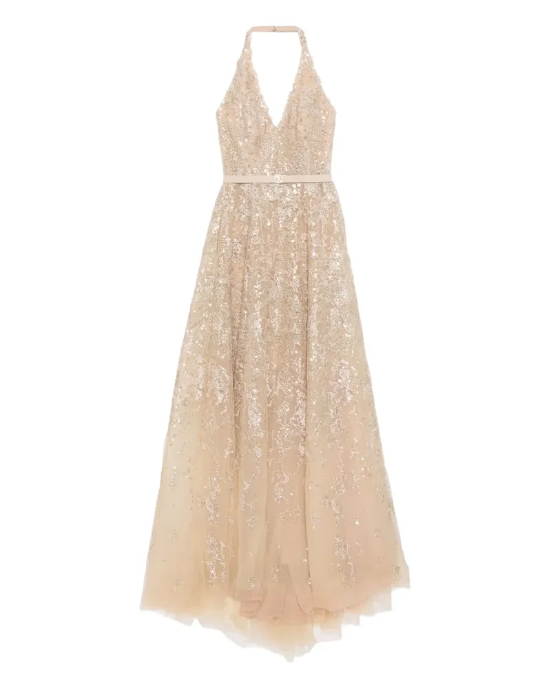 Saiid Kobeisy Paillettenverziertes Kleid mit Gürtel - Schwarz Schwarz