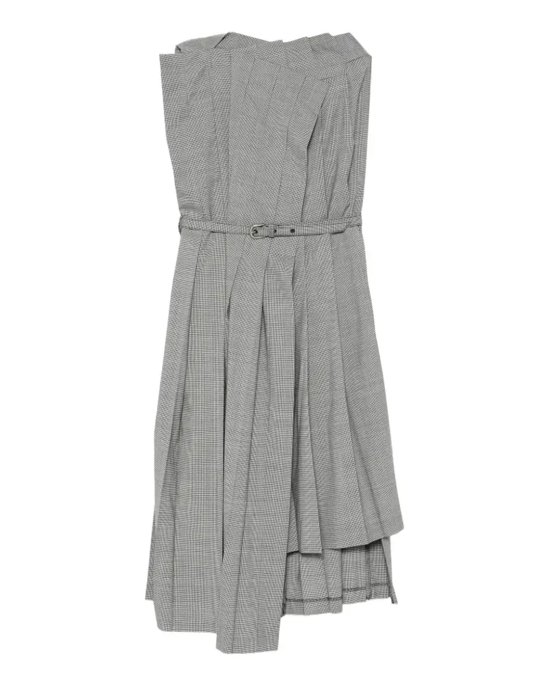 Junya Watanabe Asymmetrisches plissiertes Minikleid mit Gürtel - Schwarz Schwarz