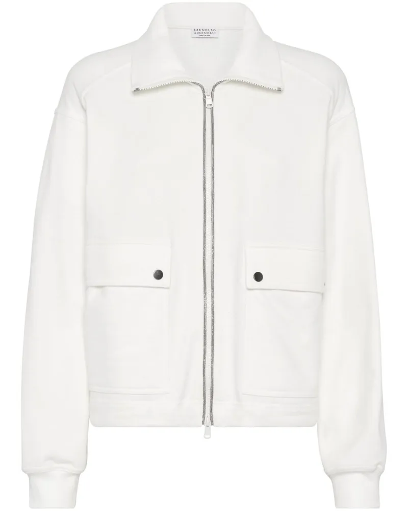 Brunello Cucinelli Sweatshirt mit Monili-Perlen - Weiß Weiß