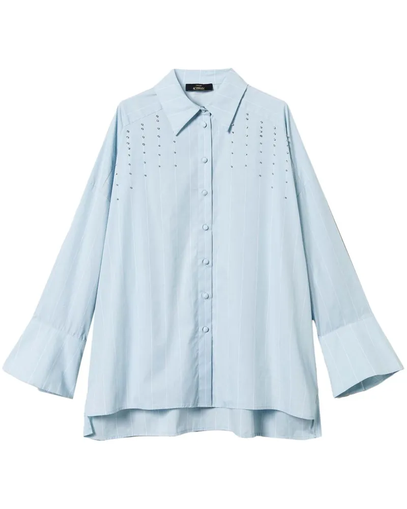 Twin-Set Popeline-Hemd mit Zargenstickerei - Blau Blau