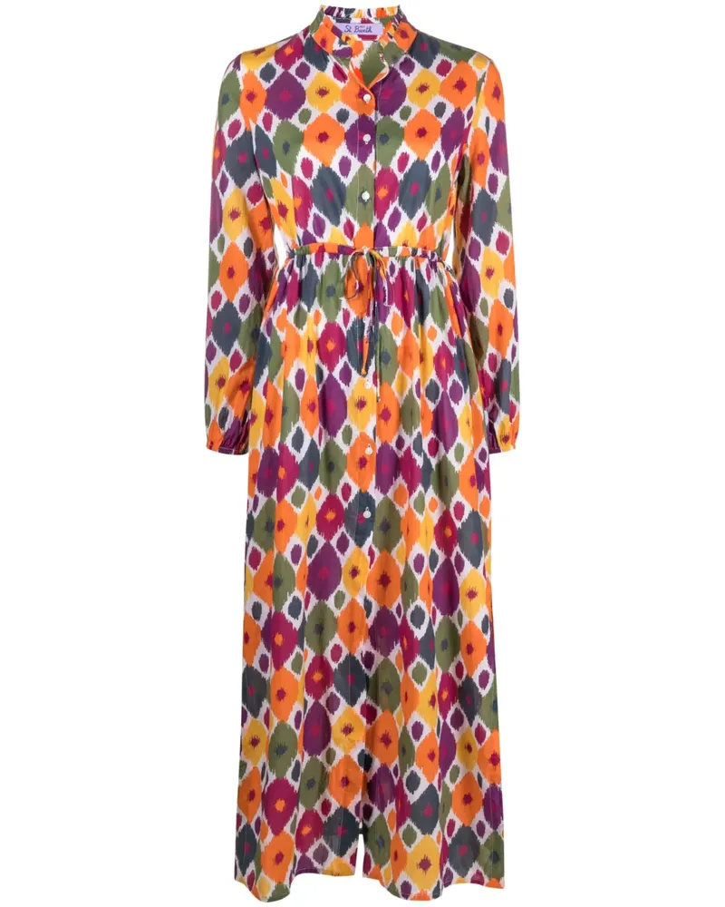 MC2 Saint Barth Midikleid mit geometrischem Print - Weiß Weiß