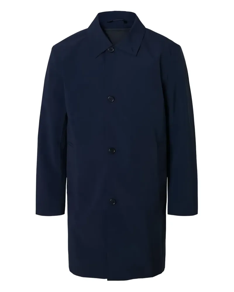 Selected button-fastening collared-neck coat - Blau Blau
