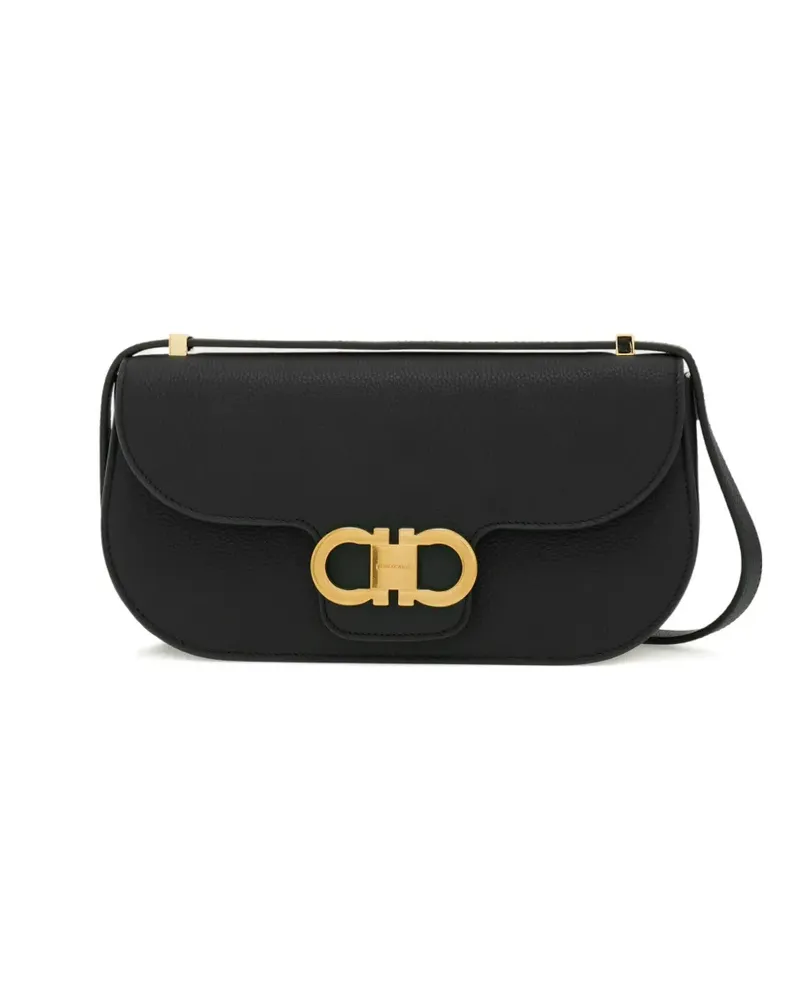 Ferragamo Double Gancini Umhängetasche - Schwarz Schwarz