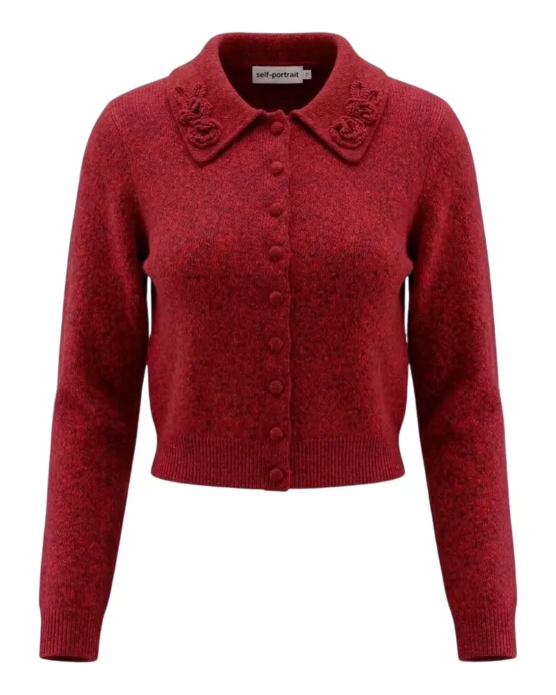 Self-Portrait Cardigan mit roter Blume Rot