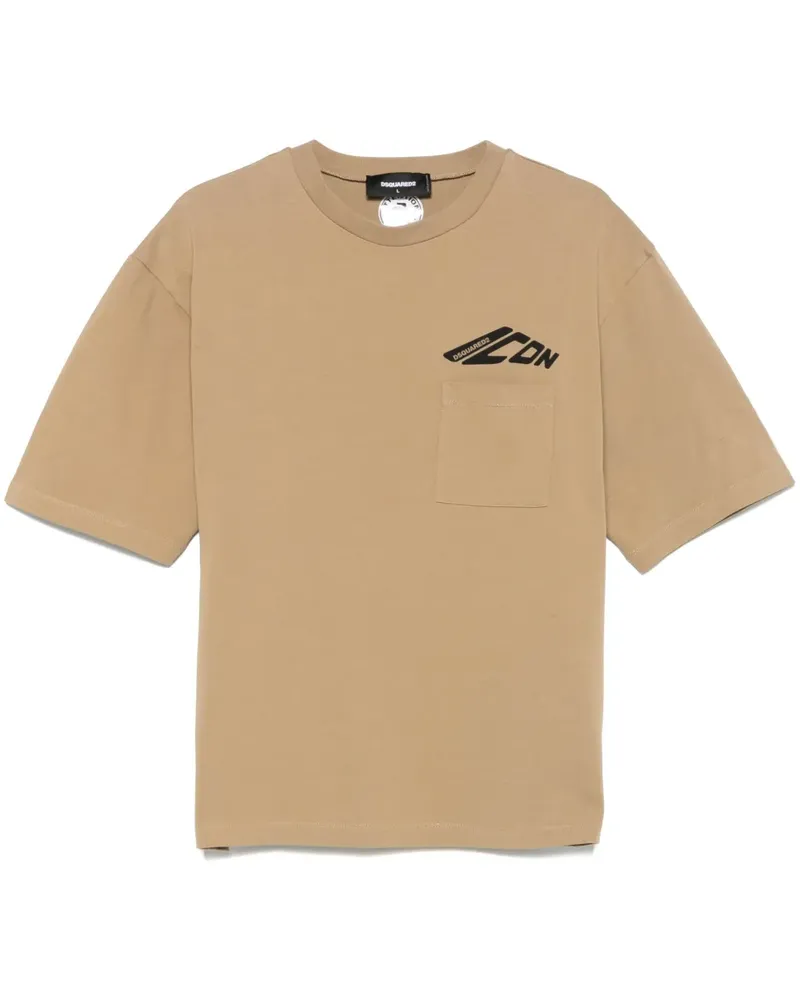 Dsquared2 T-Shirt mit "Icon"-Print - Nude Nude