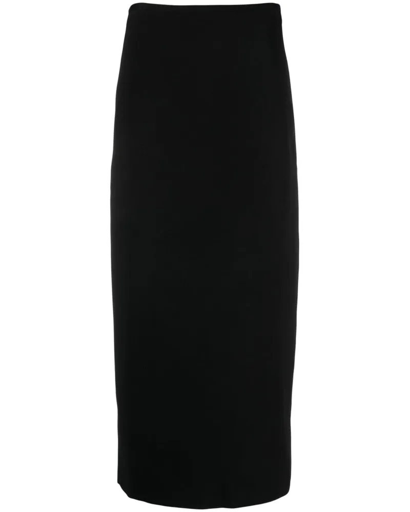 Jil Sander Gerader Midirock mit halbhohem Bund - Schwarz Schwarz