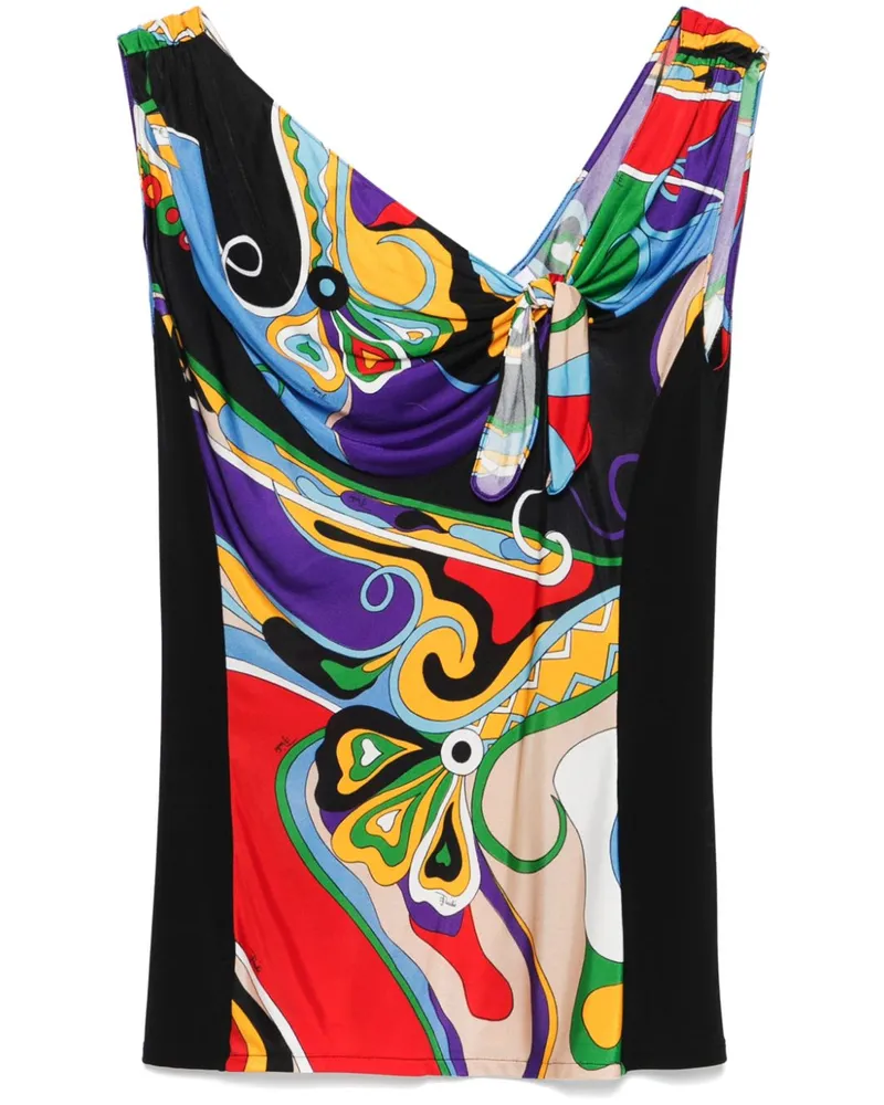 Emilio Pucci Oberteil mit Orchidee-Print - Schwarz Schwarz