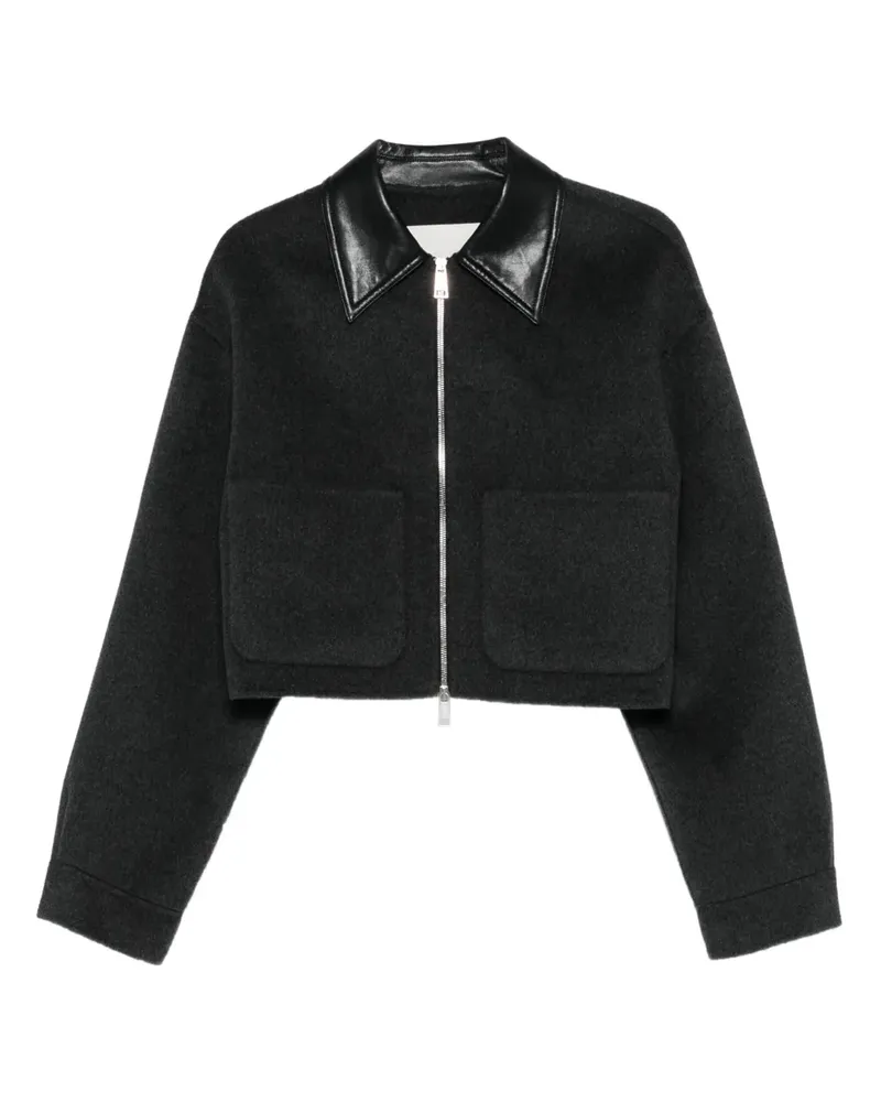 Nanushka Reißverschlussjacke mit Lederbesatz - Grau Grau