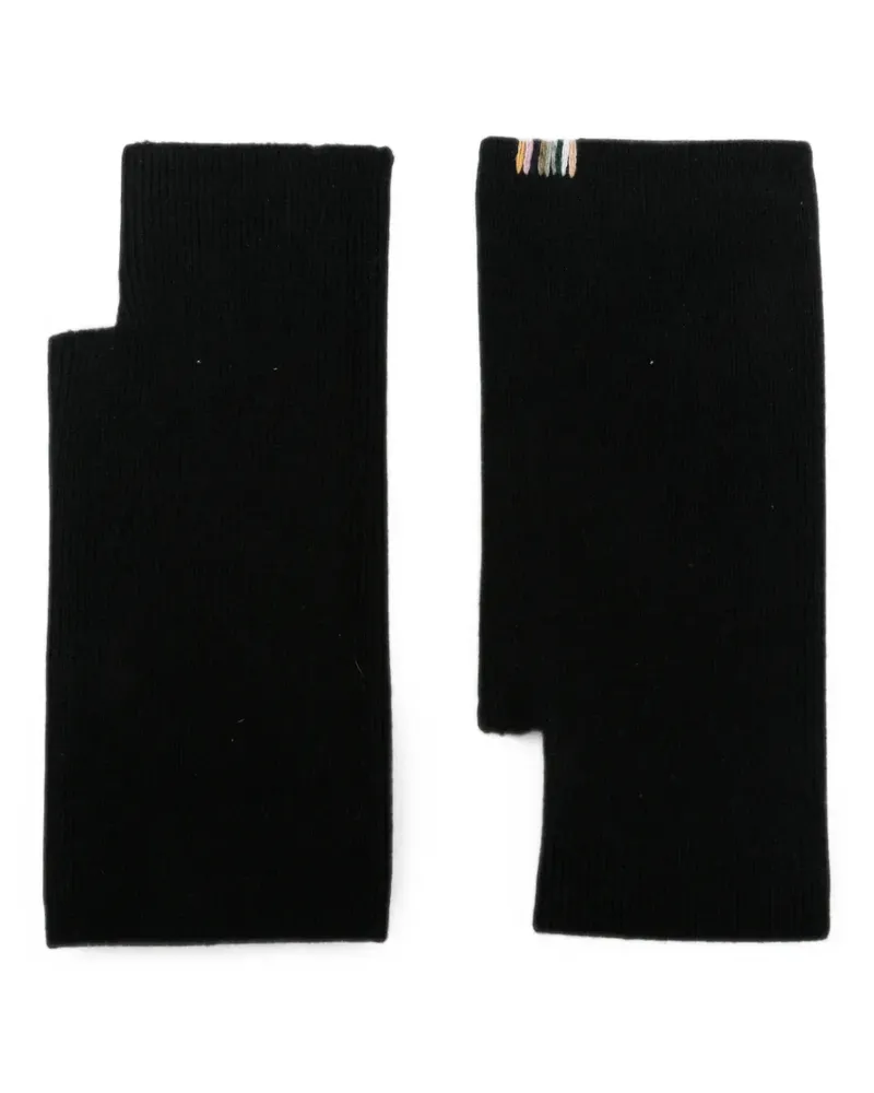 extreme cashmere Fingerlose Handschuhe aus geripptem Strick - Schwarz Schwarz