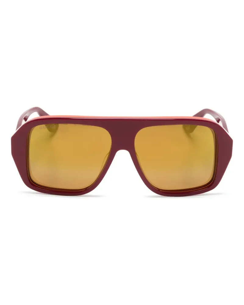 Gucci Oversized-Sonnenbrille mit Logo-Gravur - Rot Rot